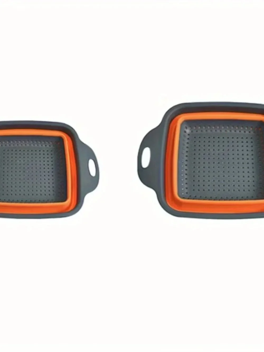 Collapsible Silicone Colander- Large And Small Silicone Kitchen Strainer(Orange)